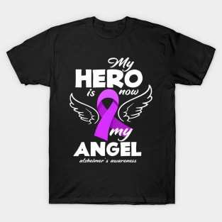 Womens My Hero Is Now My  Alzheimers Awareness T-Shirt